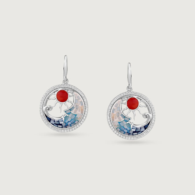 Mother of Pearl Sunny Silver Hoop Earrings,,hi-res image number null
