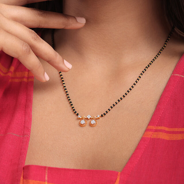 Traditional Grace 18 Kt Gold and Diamond Vati Mangalsutra,,hi-res image number null
