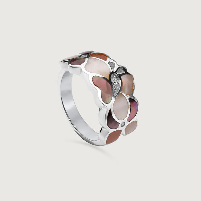 Mother of Pearl Blossom Silver Ring,,hi-res image number null