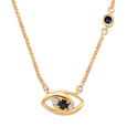 14KT Yellow Gold Sparkling Evil Eye Diamond Necklace,,hi-res view 2