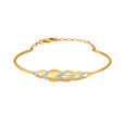 14KT Yellow Gold Diamond Oval Bangle With Teardrop Design,,hi-res view 1