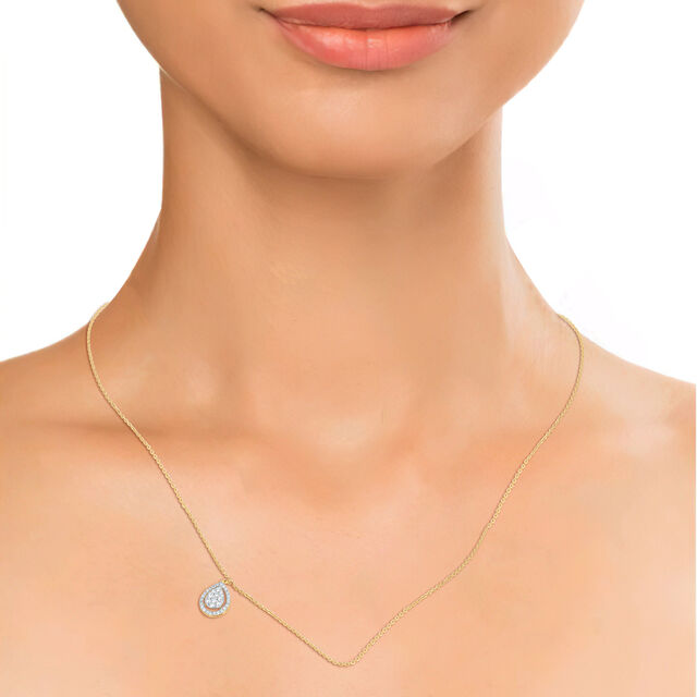 14kt Yellow Gold Drop Of Light Diamond Pendant With Chain,,hi-res image number null