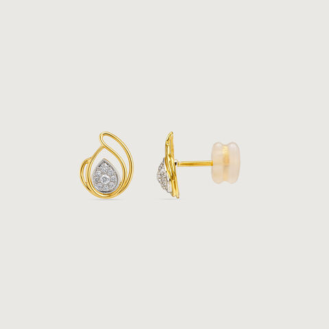 Opulent Fluid Diamond Platinum Gold Stud Earrings