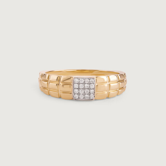 Gridlock Drip Gold & Diamond Finger Ring for Men,,hi-res image number null