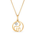 14 KT Yellow And White Gold Elephant Diamond Pendant,,hi-res view 1