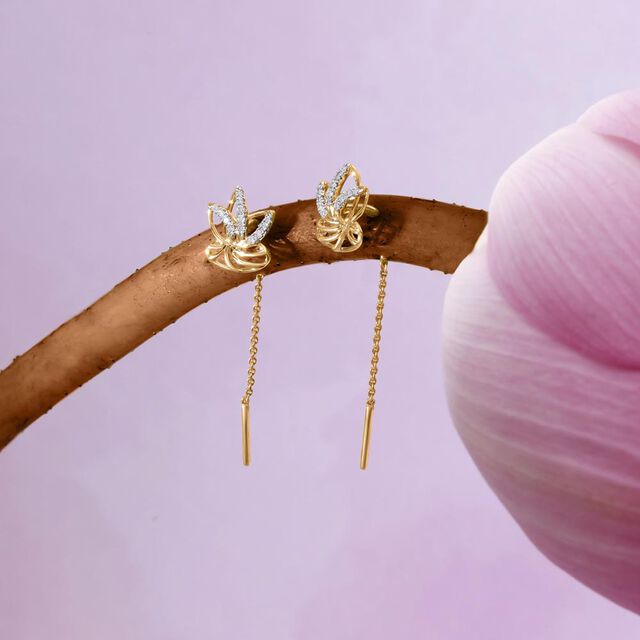 Lotus Bloom Diamond Sui Dhaga Earrings,,hi-res image number null