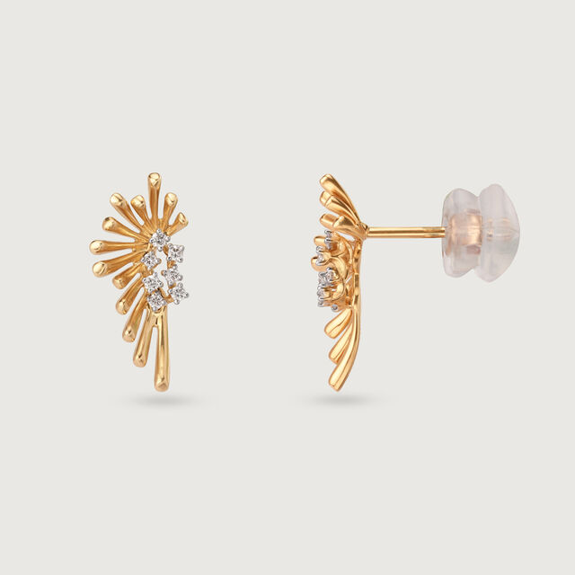 Radiant Sunburst 14KT Gold & Diamond Stud Earrings,,hi-res image number null