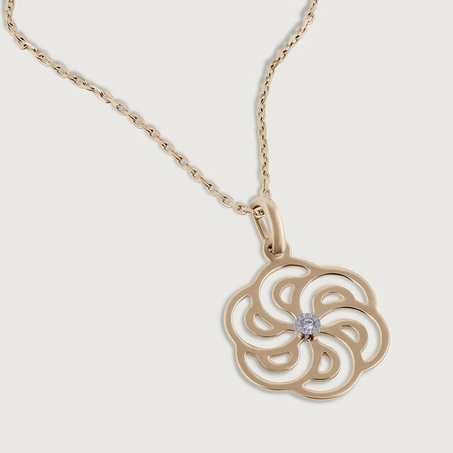 Elegant Floral Gold & Diamond Pendant,,hi-res image number null