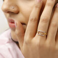 14 KT Unique Yellow gold and Diamond Ring,,hi-res view 3
