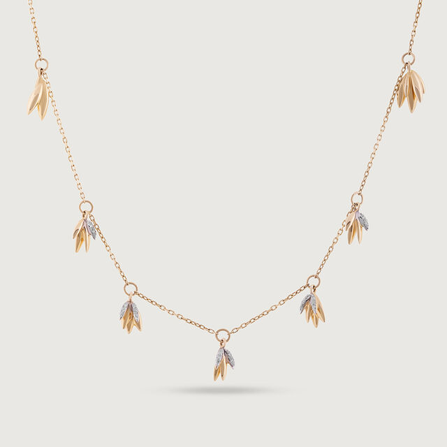 Dainty Floral Gold & Diamond Necklace,,hi-res image number null