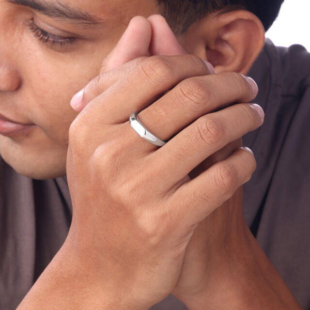 Matte Block Silver Ring,,hi-res image number null