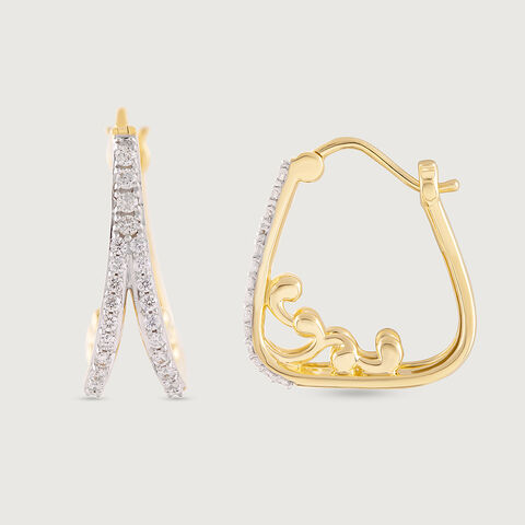 Art Deco Gold & Diamond Hoop Earrings