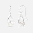 Ivory Pearl Silver Hoop Earrings,,hi-res view 4