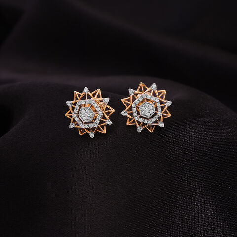 Spectral Glow 14 Kt Gold and Diamond Stud Earrings