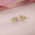 Entwined Hearts Pearl & Gold Stud Earrings,,hi-res view 1
