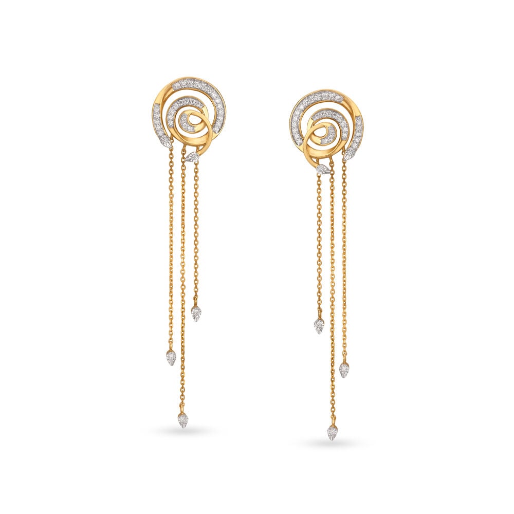 Buy 14kt Yellow White Gold Drop Earrings For The Chic Mia Woman Online Mia by Tanishq
