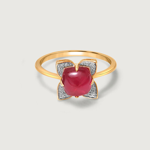 Scarlet Blooms Ruby & Diamond 14KT Finger Ring,,hi-res view 3