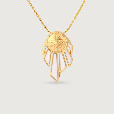 Luminous Enamel Gold Brooch Pendant