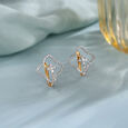 Chic Floral Gold & Diamond Hoop Earrings,,hi-res view 1