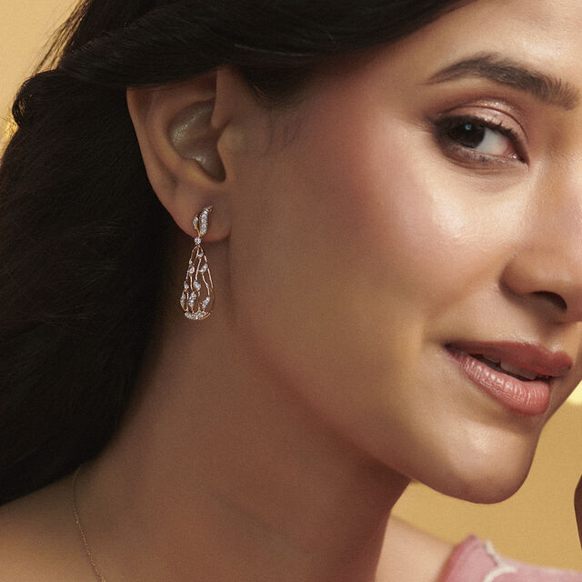 Radiant Flame Diamond Drop Earrings,,hi-res image number null
