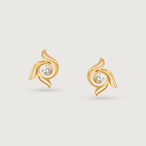 Petal Radiance 14 Kt Gold & Diamond Stud Earrings