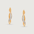 Serenity Curve 14 Kt Gold & Diamond Hoop Earrings,,hi-res view 3