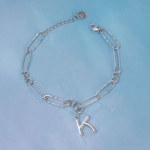 Modern Initial K Silver Charm