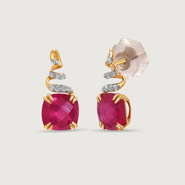 Classically Chic 14KT Ruby & Diamond  Stud Earrings,,hi-res view 4