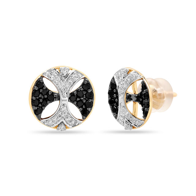 14KT Yellow Gold Classy Abstract Diamond Stud Earrings,,hi-res view 2