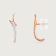 Sculpted Shine Gold & Diamond Stud Earrings,,hi-res view 3