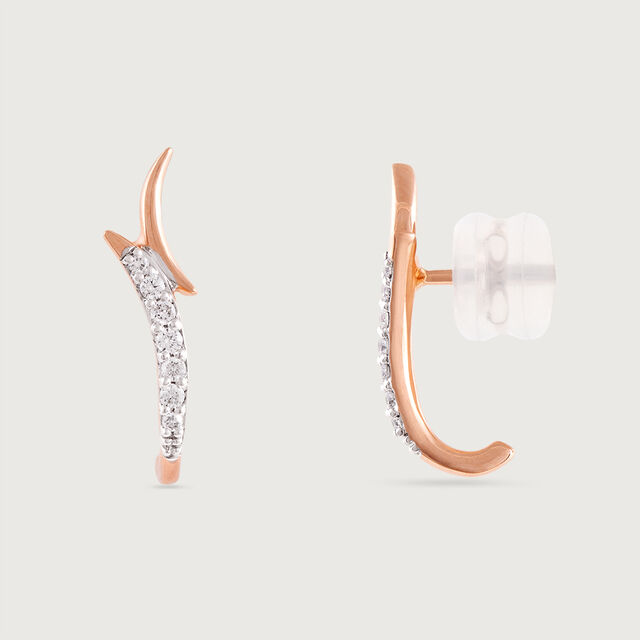 Sculpted Shine Gold & Diamond Stud Earrings,,hi-res image number null