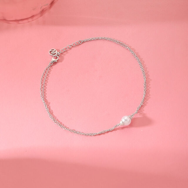 Elegant Glow Silver Anklet,,hi-res image number null