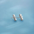 Minimal Bow Silver Stud Earrings,,hi-res view 1