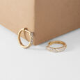 Refined Luxe Gold & Diamond Hoop Earrings,,hi-res view 1