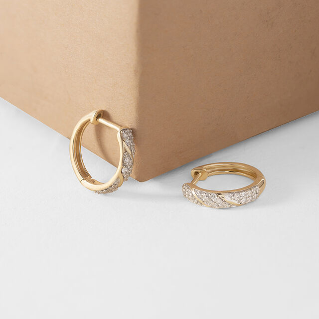 Refined Luxe Gold & Diamond Hoop Earrings,,hi-res image number null