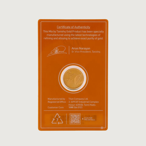 5 gm 24 Karat Tulsi Leaf Gold Coin (9999 Purity)