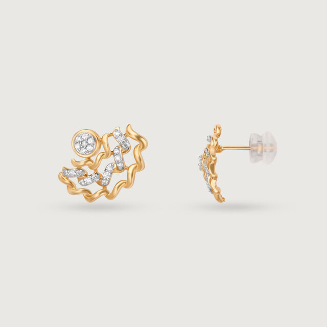 Dazzling Whirls 14 Kt Gold & Diamond Stud Earrings,,hi-res image number null