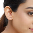 14KT Rose Gold Triangle Treasure Diamond Stud Earring,,hi-res view 3