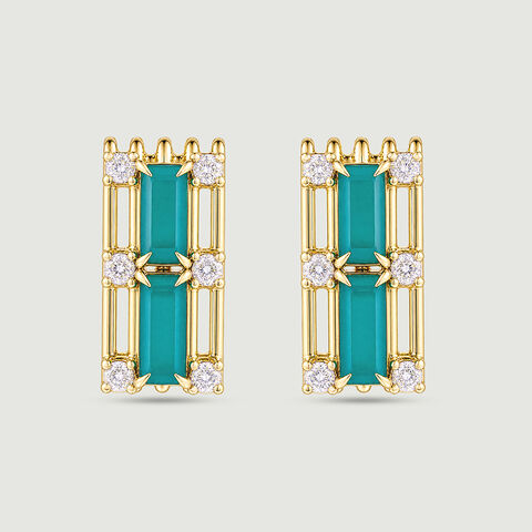 Sleek Cascading Green Onyx Hoop Earrings