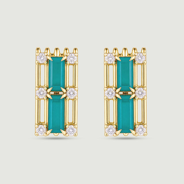 Sleek Cascading Green Onyx Hoop Earrings,,hi-res image number null