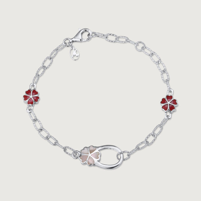 Mother of Pearl Floral Silver Bracelets,,hi-res image number null