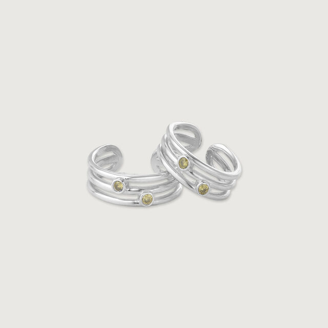 Breezy Stripe Silver Toe Rings,,hi-res image number null
