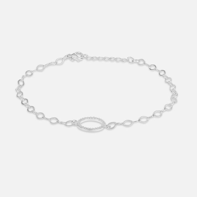 Glimmer Halo Single Silver Anklet,,hi-res image number null