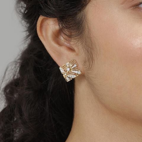 Lotus Harmony Diamond Stud Earrings