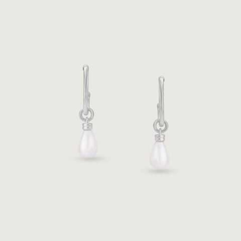 Dainty Drip Silver Hoop Earrings