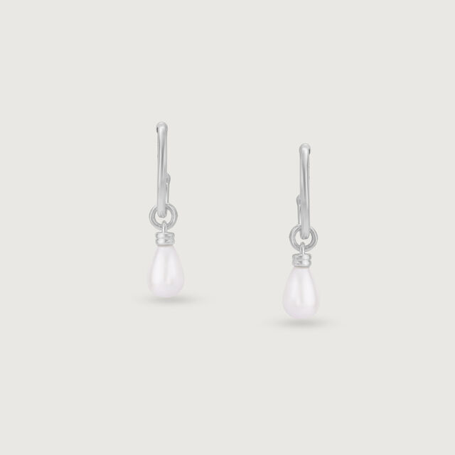 Dainty Drip Silver Hoop Earrings,,hi-res image number null