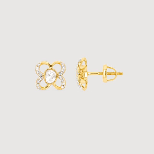 Blooming Grace Polki Diamond Stud Earrings,,hi-res image number null