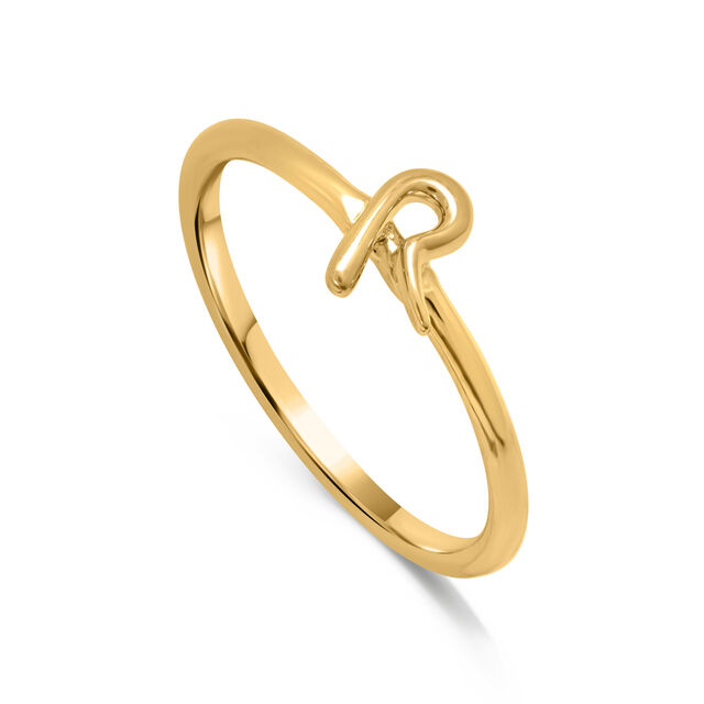 Letter R 14KT Yellow Gold Initial Ring,,hi-res image number null