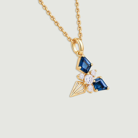 Luminous Blue Topaz Gold Pendant
