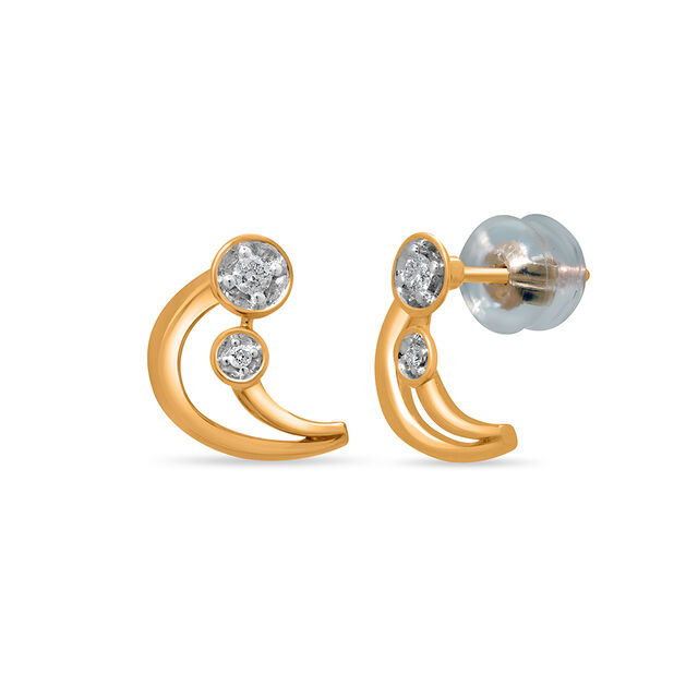 Mamma Mia 14 KT Yellow Gold Luna Love  Stud Earrings,,hi-res view 2